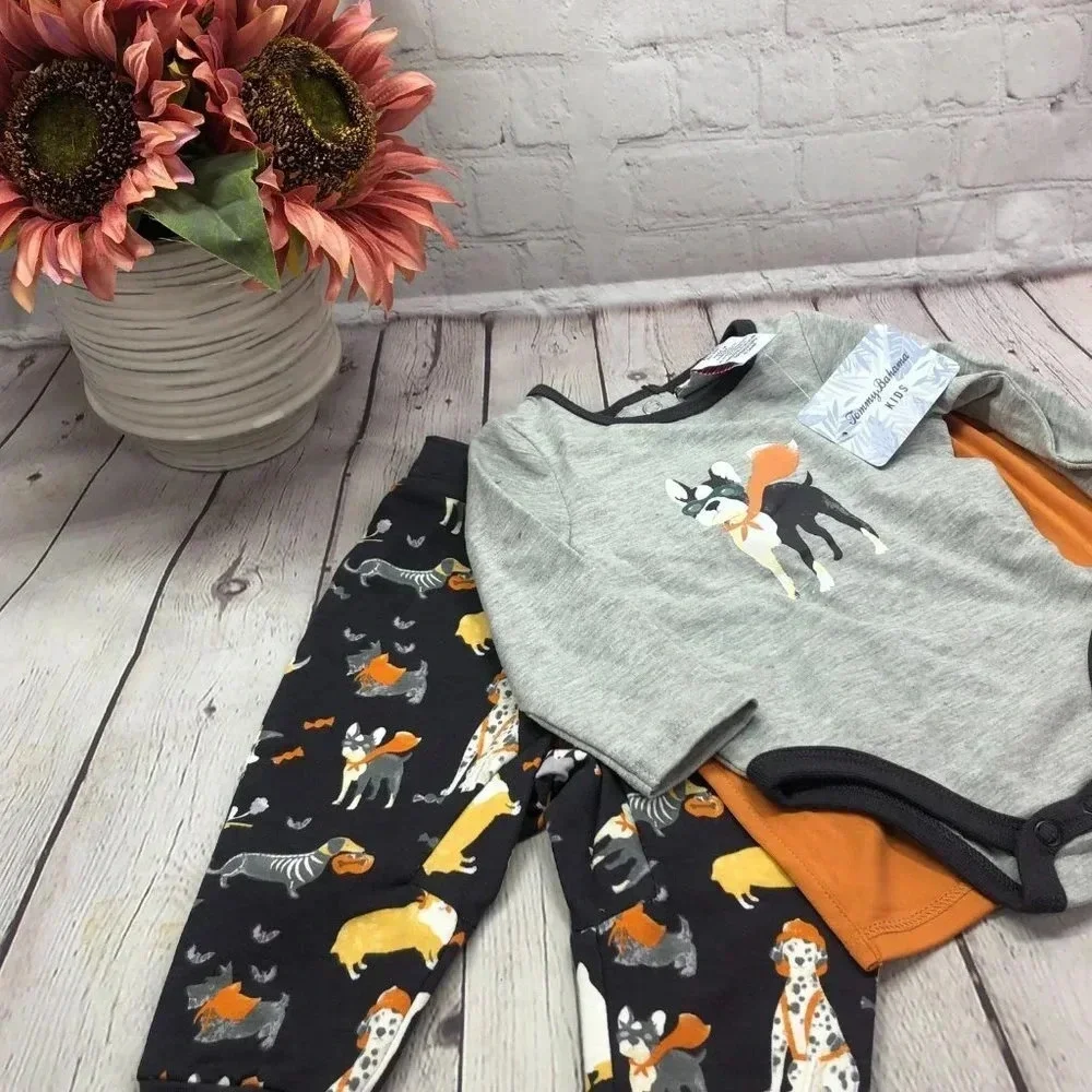 NWT Tommy Bahama set dogs in costume graphics bodysuit with cape joggers